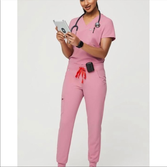 FIGS SCRUB ZAMORA JOGGERS TALL IN CHALK PINK - Picture 7 of 9